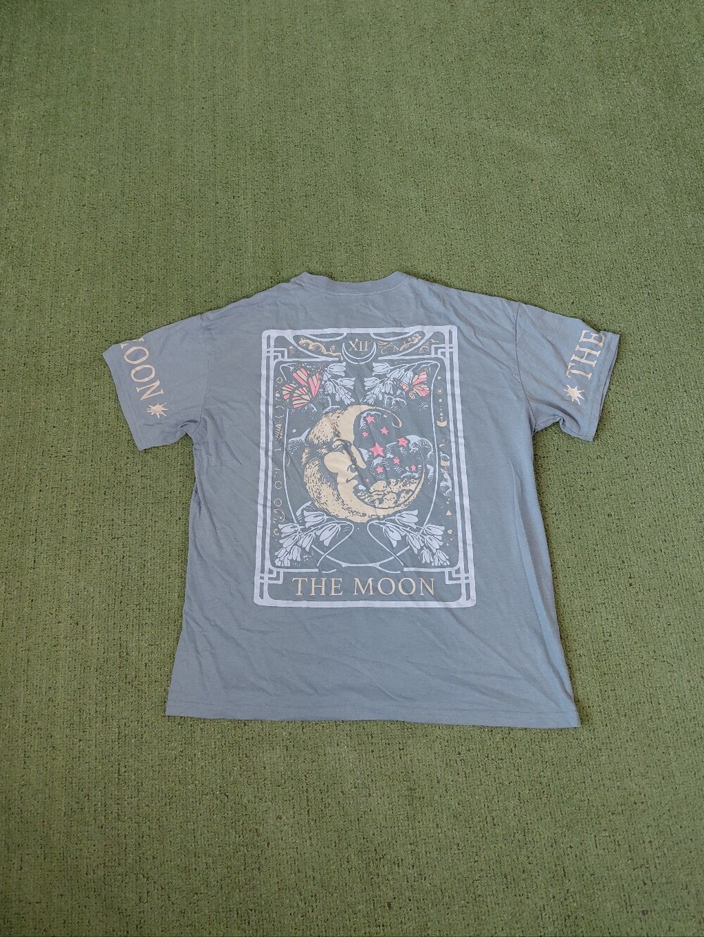 Womens Weekend Warrior The Moon Nouvea Style Tarot Card Blue T Shirt Sz XL